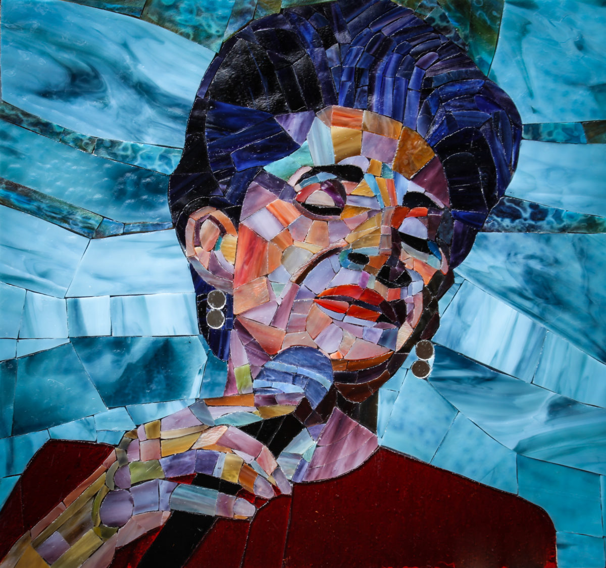 Gregory Sipp showing his Nancy Wilson Mosaic at Art Birmingham 2018